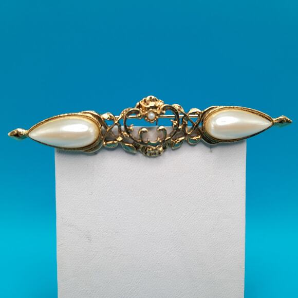 Vintage 1928 Co Brooch, Faux Pearls, Art Deco Style - Picture 3 of 9
